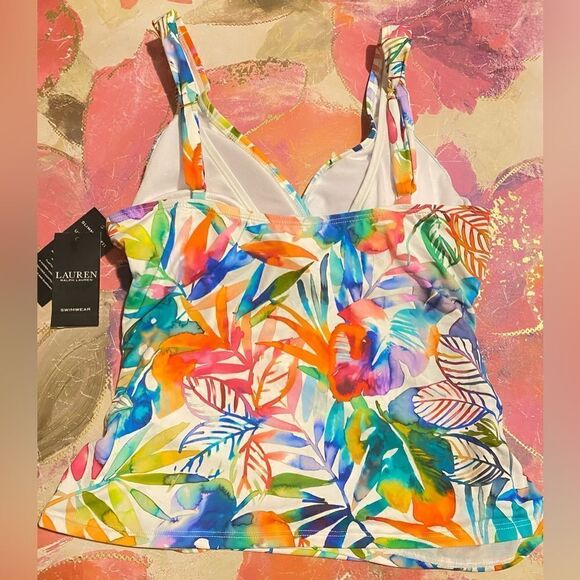 🎁Lauren Ralph Lauren Printed Underwire tummy control Top Tropical Caribbean 6💥 - Picture 2 of 9
